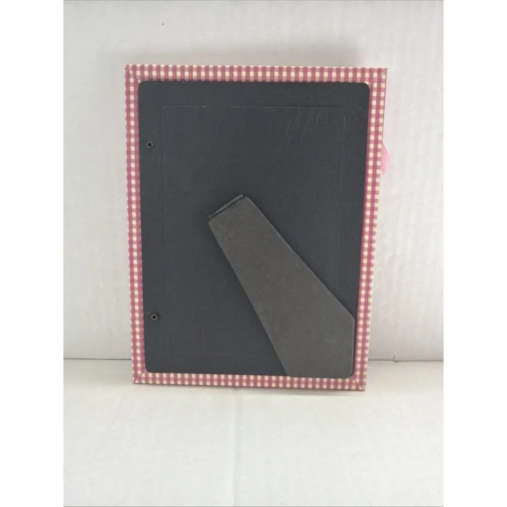 vintage 5x7 pink plaid picture frame with girly girl design